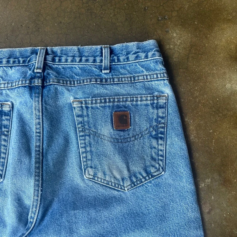 Carhartt Traditional Fit Jeans Mens 36x34 Blue Good B180 DST Straight Leg Denim